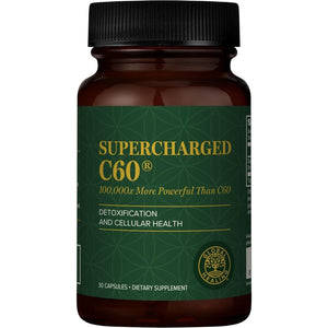 Global Healing Center Supercharged C60 - Micro-Activated Carbon Fullerene W/Organic MCT Powder, (30 Capsules)
