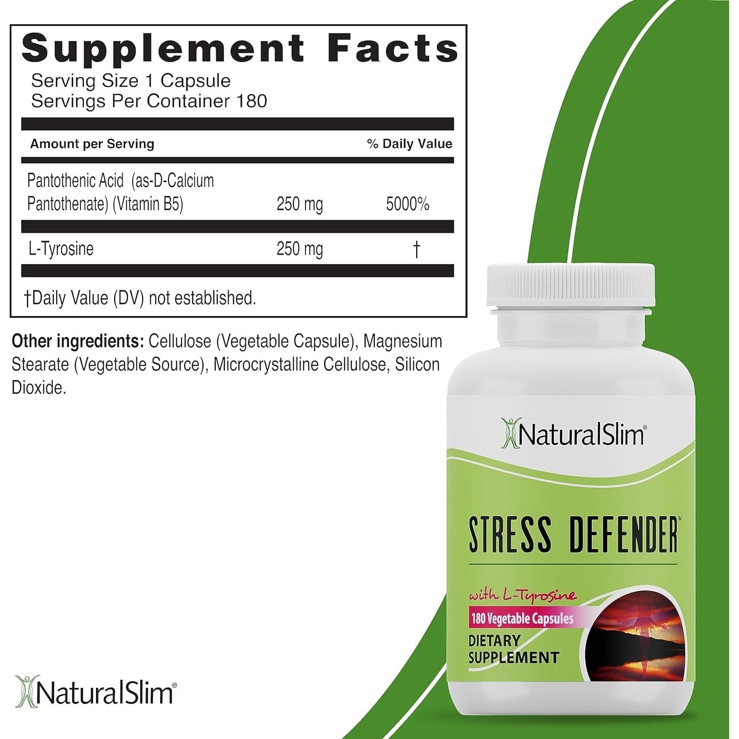 Naturalslim Stress Relief Supplement - High Cortisol Reducer, Control Cravings, Sleep & Metabolism Support 180 Vegetable Capsules