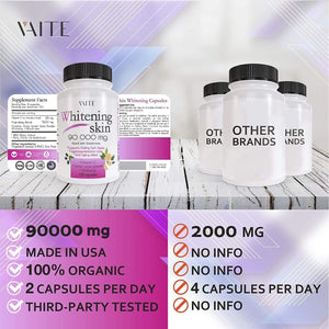 Glutathione Whitening Pills - Dark Spots & Acne Scar Remover with Anti-Aging & Antioxidant Effect - 120 Capsules.