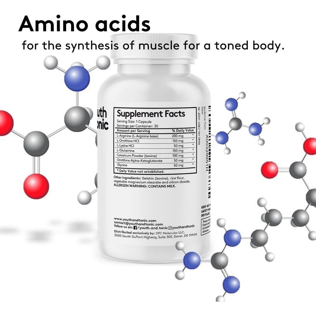 Youth & Tonic PM Bedtime Trim Amino Acids Supplement Pills | 30 Capsules