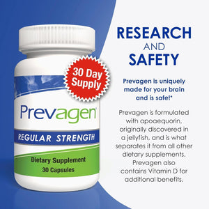 Prevagen Regular Strength 10Mg, 30 Capsules with Apoaequorin & Vitamin D and 7-Day Pill Minder