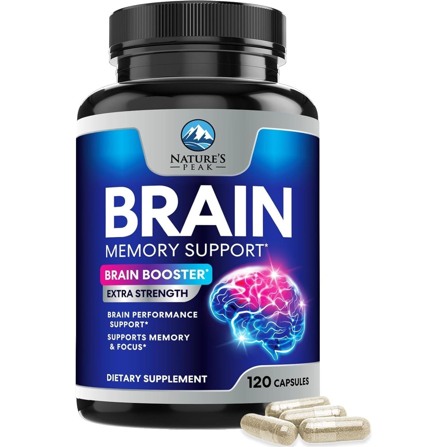 Brain Supplement Memory Pills - Nootropics Support for Concentration, Clarity, Energy & Focus 120 Capsules