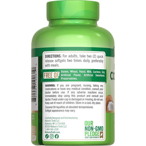 Nature'S Truth Coconut Oil Supplement | 100 Softgels | Naturally Occurring Mcts | Non-Gmo & Gluten Free