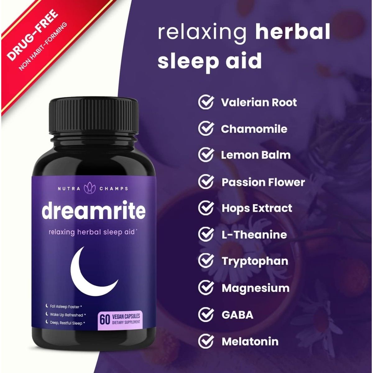 10 - In - 1 Natural Sleep Aids for Adults 60 Vegan Capsules - Suppviv