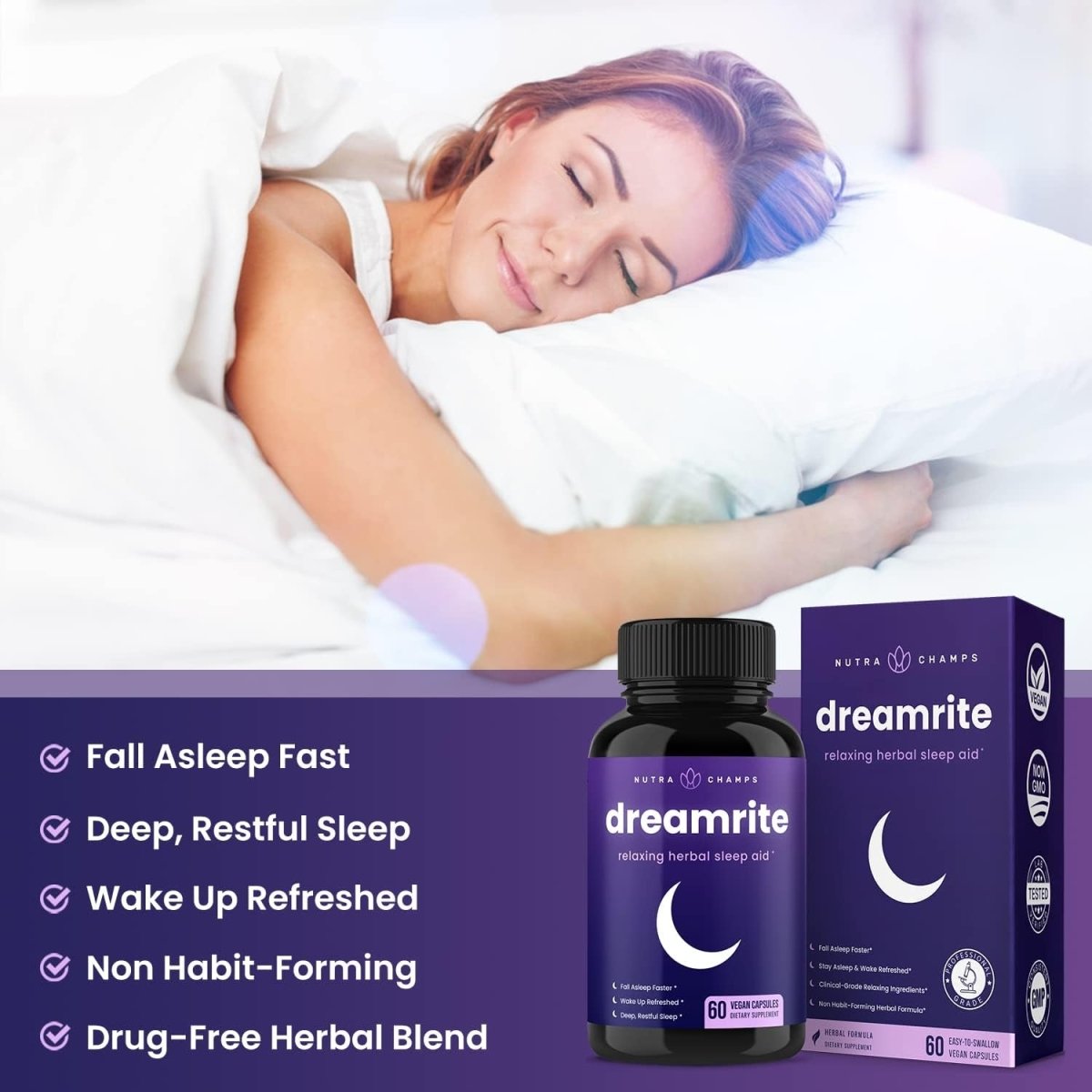 10 - In - 1 Natural Sleep Aids for Adults 60 Vegan Capsules - Suppviv