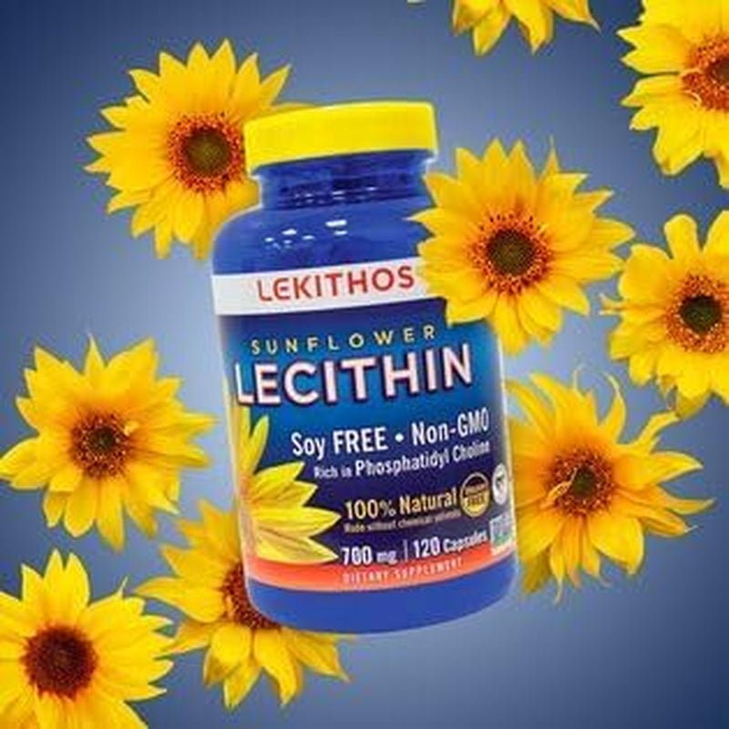 100% All - Natural Sunflower Lecithin Capsules - 120 Count - Rich in Phosphatidyl Choline - Cold Pressed (Solvent Free) - Suppviv
