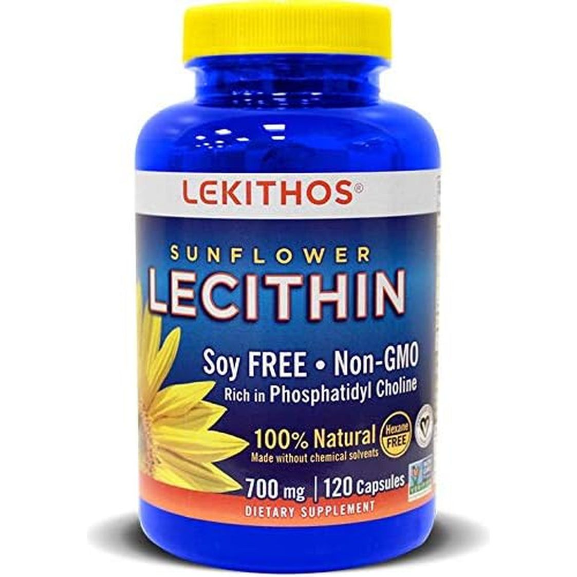 100% All - Natural Sunflower Lecithin Capsules - 120 Count - Rich in Phosphatidyl Choline - Cold Pressed (Solvent Free) - Suppviv
