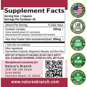 100% Ultra Pure Forskolin for Weight Management Maximum Strength for Men & Women 60 Capsules - Suppviv