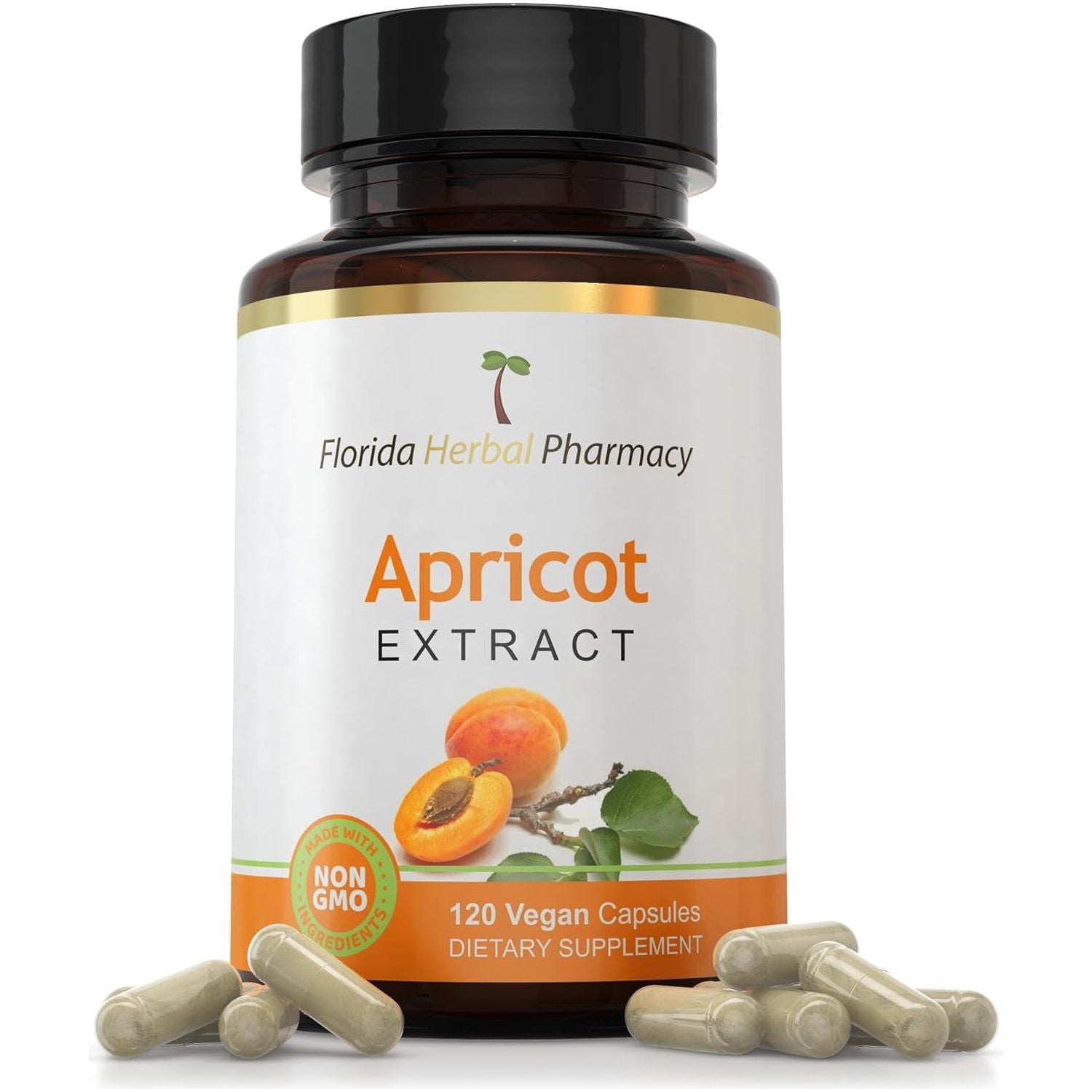 Florida Herbal Pharmacy, Apricot Supplement Capsules 10:1 (120 Capsules) 500 Mg per Capsule, 1000 Mg Serving (Pack of 1)