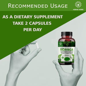 Organic Moringa Capsules – Energy, Metabolism, & Immune Support 120 Capsules 1000Mg