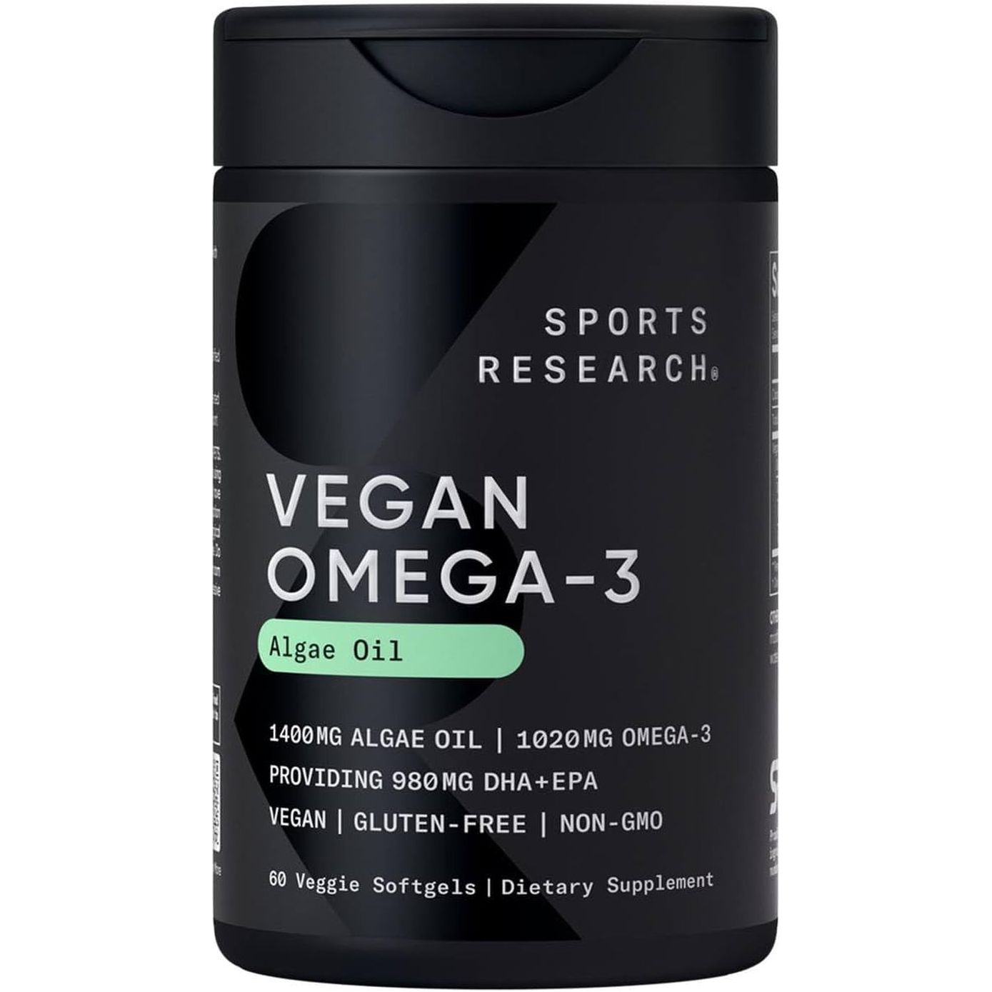 Sports Research® Vegan Omega-3 Fish Oil Alternative from Algae Oil - 60 Plantgel Capsules