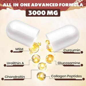 Marafiki Urolithin a Supplement 2000Mg with Glucosamine, Chondroitin, Collagen & Turmeric - 120 Capsules
