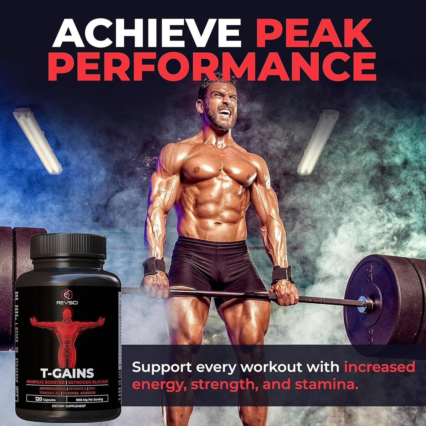 Anabolic Booster & Muscle Builder for Men, Total GAINS Muscle Growth & Estrogen Blocker 120 Count