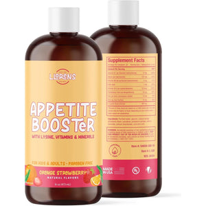 Appetite Booster Weight Gainer for Kids, 16 Fl Oz, Natural Orange Strawberry by Llorens Wellness