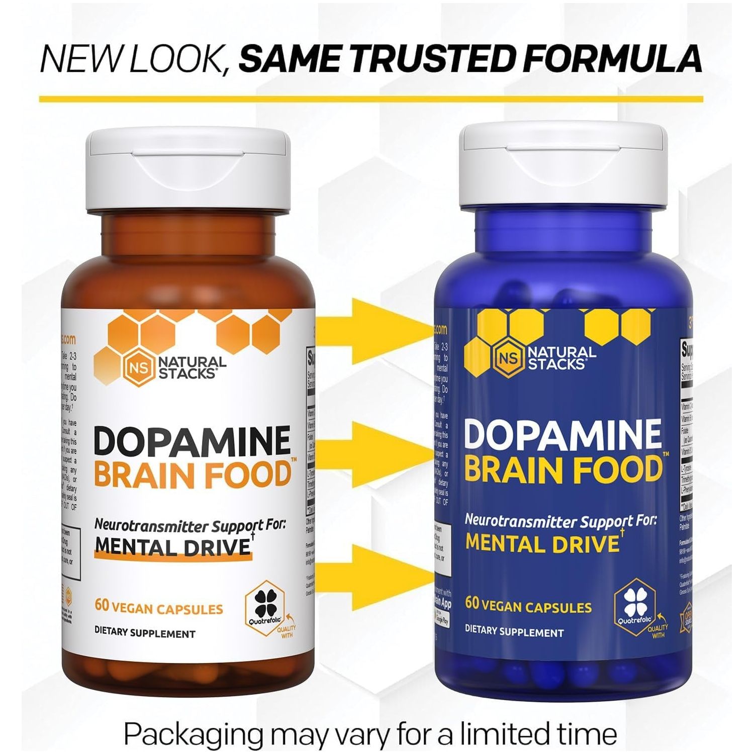 NATURAL STACKS Dopamine Brain Food - 650Mg L-Tyrosine Supplement for Focus & Mental Drive - 60 Capsules