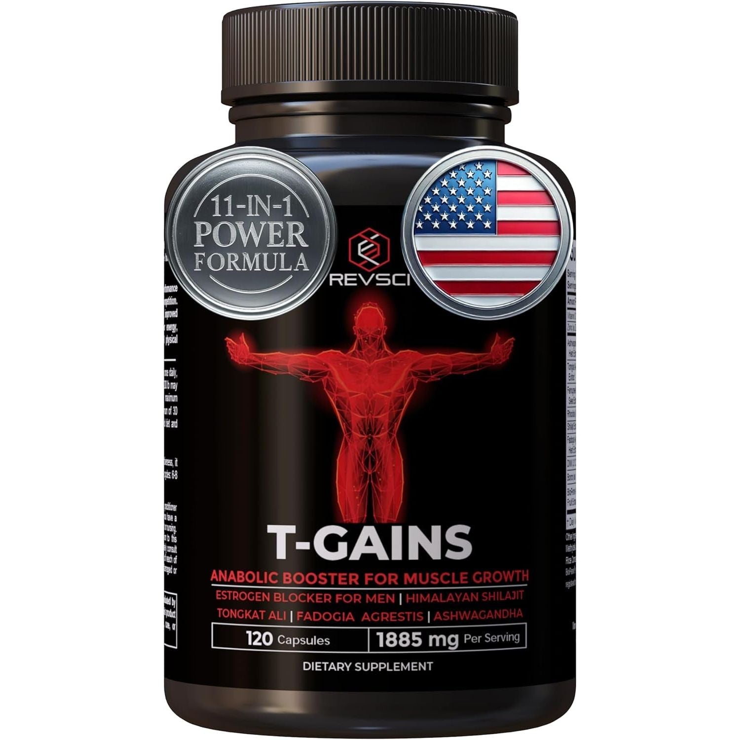 Anabolic Booster & Muscle Builder for Men, Total GAINS Muscle Growth & Estrogen Blocker 120 Count