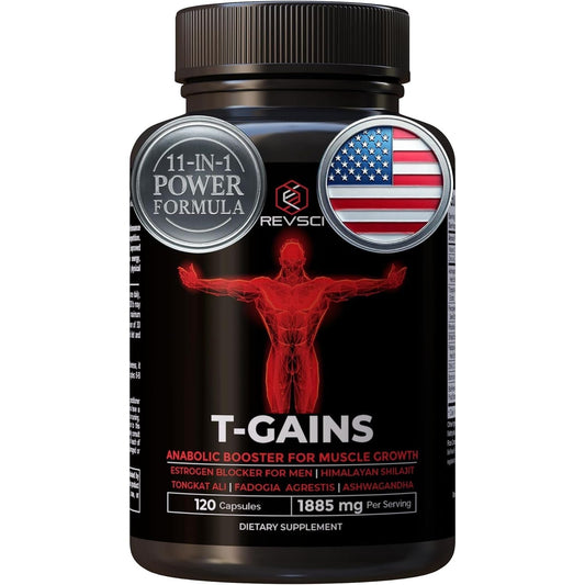 Anabolic Booster & Muscle Builder for Men, Total GAINS Muscle Growth & Estrogen Blocker 120 Count
