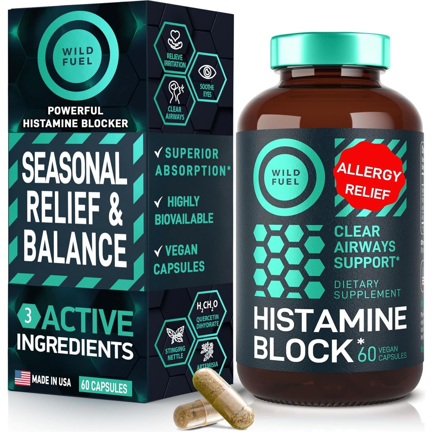 Histamine Block Flavonoids Supplements - Seasonal Allergy Balance - Histamine Blocker - 60 Caps