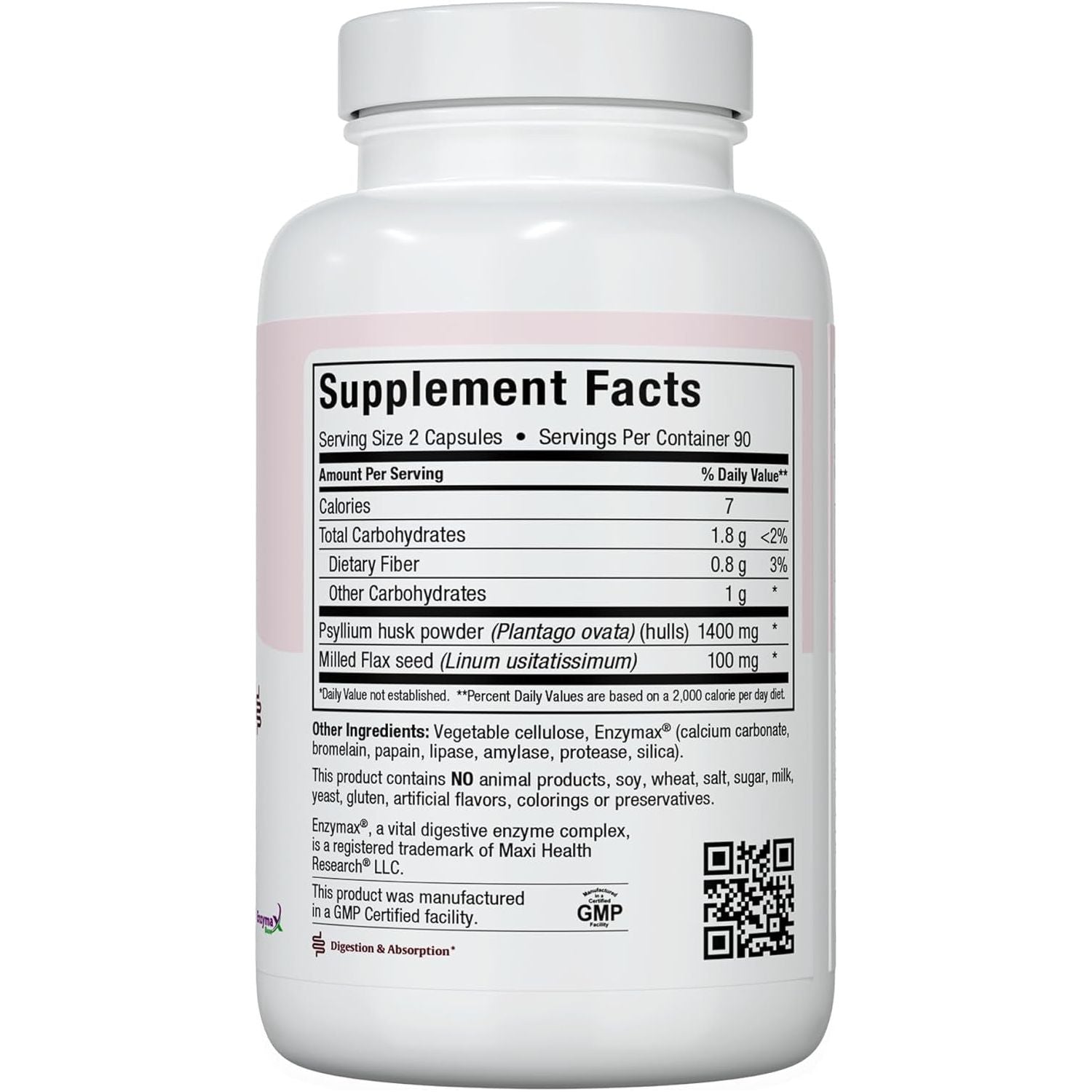 Maxi Health Maxi Fiber Kosher Daily Supplement 1500 Mg Fiber Capsules 180 Count