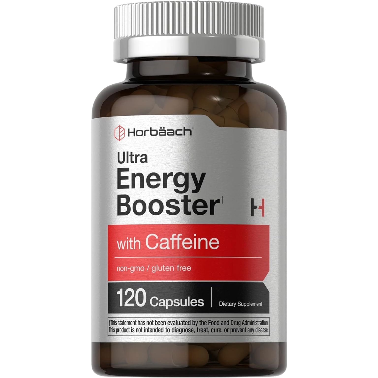 Horbäach Energy Supplement with Caffeine, Ginseng & Vitamin B12 120 Capsules