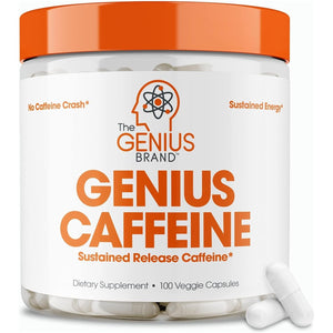 Genius Caffeine Pills 100Mg, Extended-Release Microencapsulated Caffeine Pills 100 Capsules