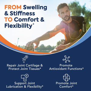 Joint Support, Glucosamine Chondroitin MSM with Turmeric & Boswellia, No Shellfish, Joint Flexibility & Comfort, Non-Gmo, 90 Tablets