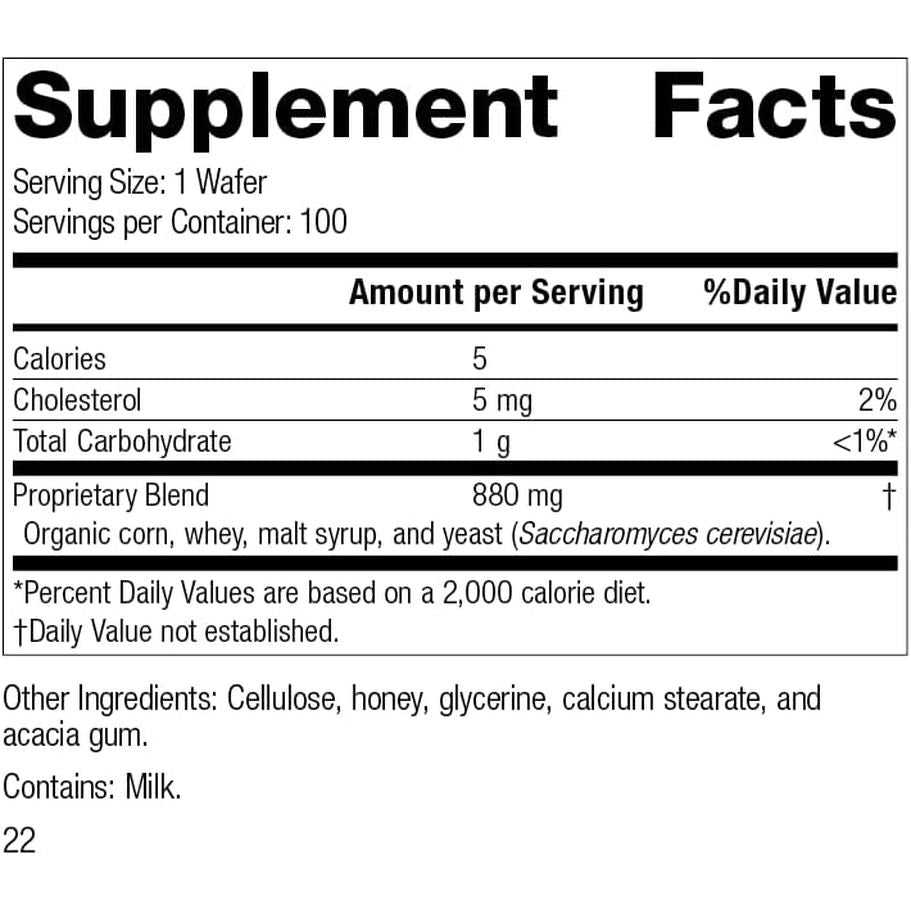 Standard Process Lactic Acid Yeast - Whole Food GI, Digestion and Digestive Health, Saccharomyces Cerevisiae - 100 Wafers