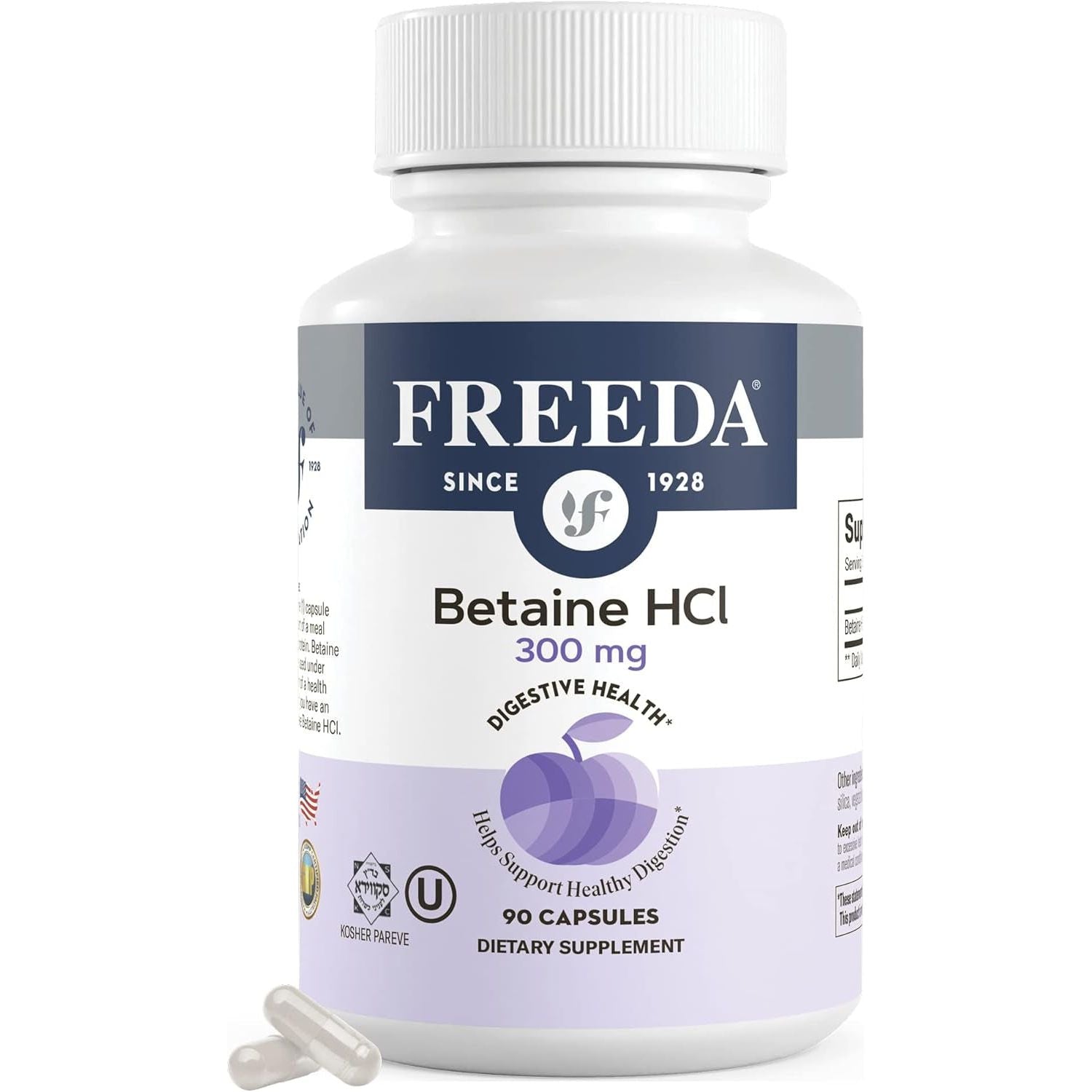 Freeda Betaine Hcl - Vegan Betaine Supplement Digestive Supplement for Healthy Digestion (90 Capsules)