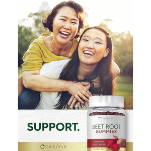 Carlyle Beet Root Gummies | 60 Count | Vegan Strawberry Flavored Chewable Supplement | Non-Gmo, Gluten Free