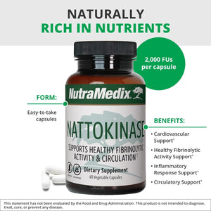 Nutramedix Nattokinase Supplement -2000 FU- to Support Heart Health and Healthy Circulation - (60 Capsules)
