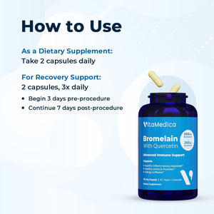Vitamedica Bromelain & Quercetin Supplement for Immunity, Joint Support, Inflammation and Muscle Recovery 30 Servings