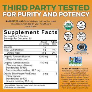 Organic Turmeric Supplement 1500 Mg - Turmeric Pills for Joint Support and Cellular Defense