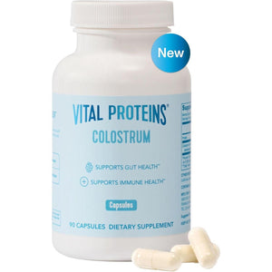 Vital Proteins Bovine Colostrum Supplement 90 Capsules for Gut Health, Immune Support, Unflavored, 30 Servings.