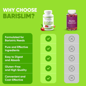Barislim Bariatric Vitamin Biotin Gummies for Patients after Weight Loss Surgery - 90 Fruit Chews
