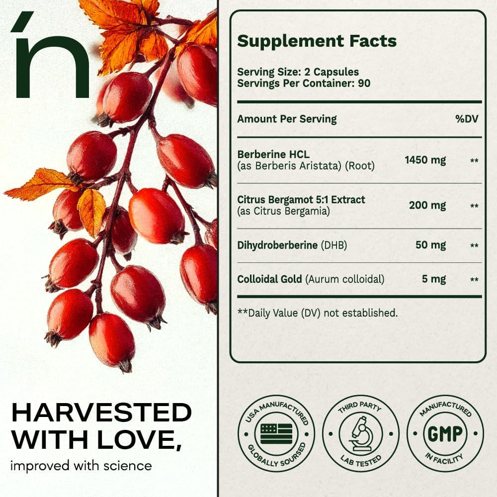 Berberine Supplement 1500Mg, Ultra High Potency Berberine Complex 180 Veggie Capsules