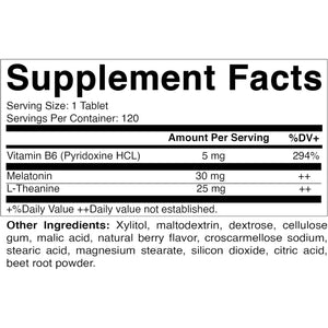 Vitamatic Melatonin 30Mg - with B6 & L-Theanine - 120 Fast Dissolve Tablets