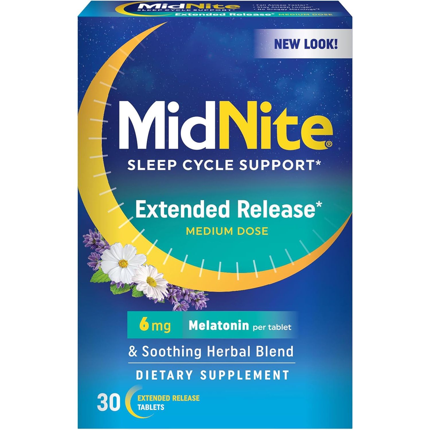 Midnite Extended Release Medium Dose 6 Mg Melatonin Sleep Aid 30 Tablets