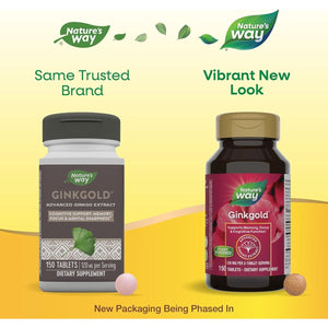 Nature'S Way Ginkgold Advanced Ginkgo Extract, Supports Memory, Focus & Cognitive Function* 150 Tablets