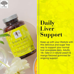 NEW NORDIC Active Liver Gummies, Milk Thistle, Artichoke & Turmeric Supplement, 60 Count