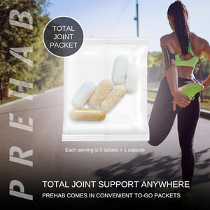 PREHAB Tendon + Ligament + Total Joint Support for Athletes with Glucosamine Chondroitin MSM Turmeric Boswellia