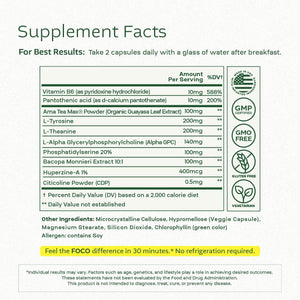 Think FOCO Capsules (13+) Focus Supplement for Teens & Adults - Natural Focus in 30 Minutes