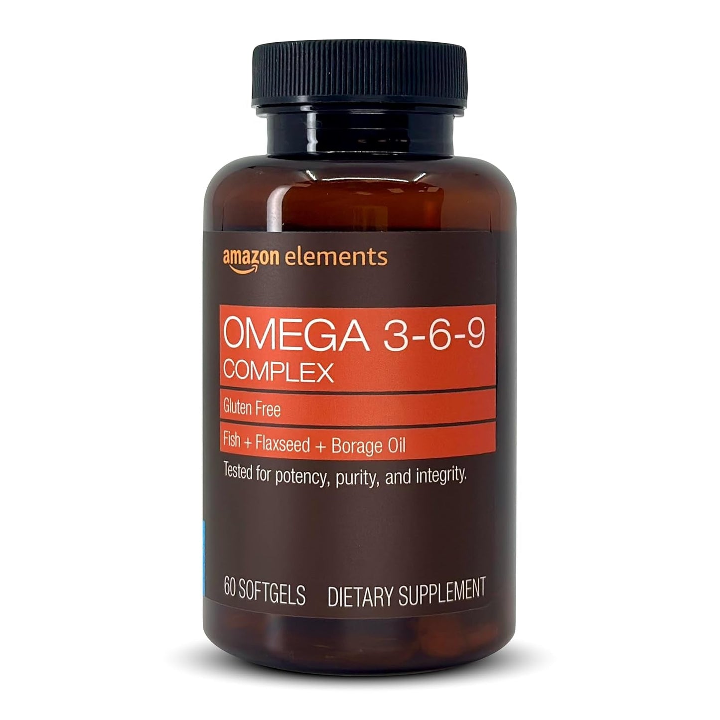 Amazon Elements Omega 3-6-9 Complex of Fish, Flaxseed and Borage Oil 60 Softgels