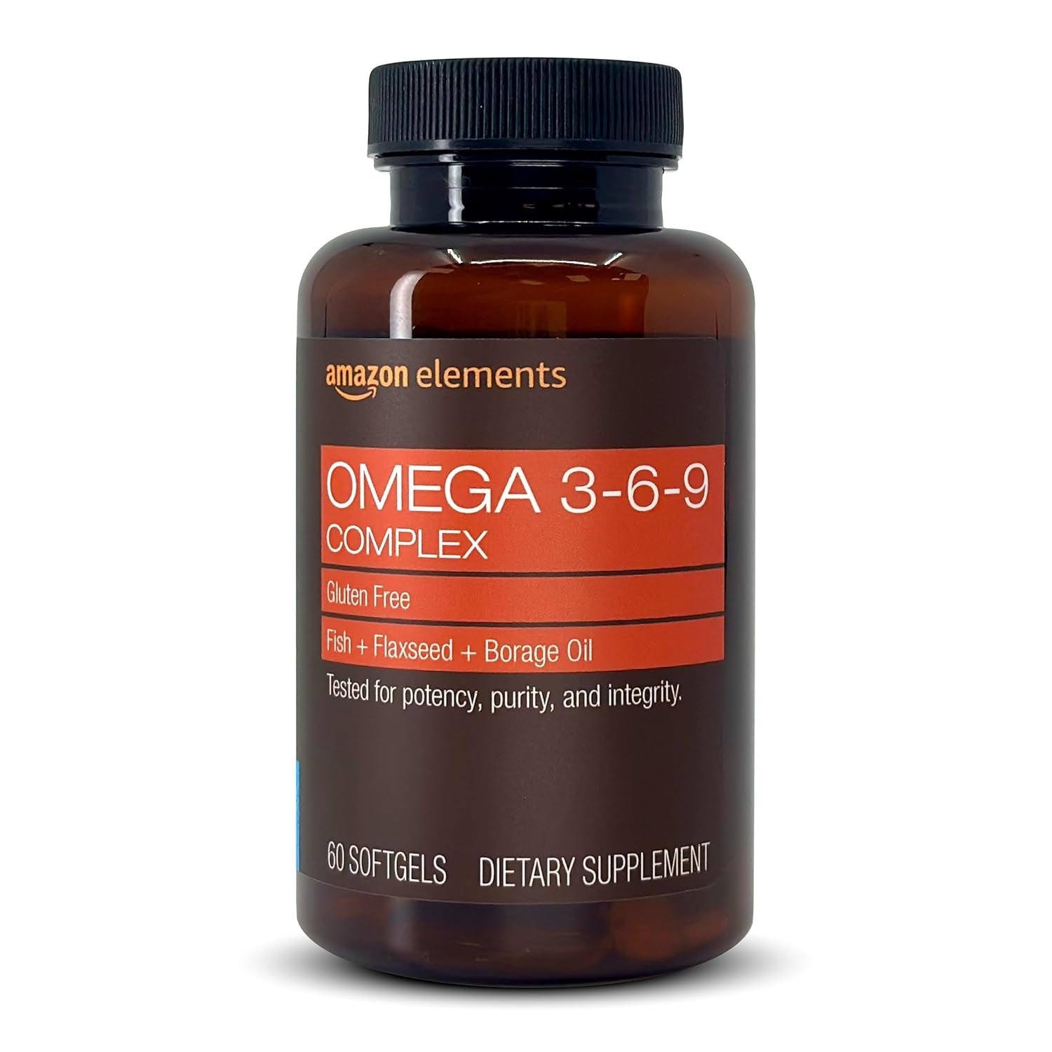 Amazon Elements Omega 3-6-9 Complex of Fish, Flaxseed and Borage Oil 60 Softgels