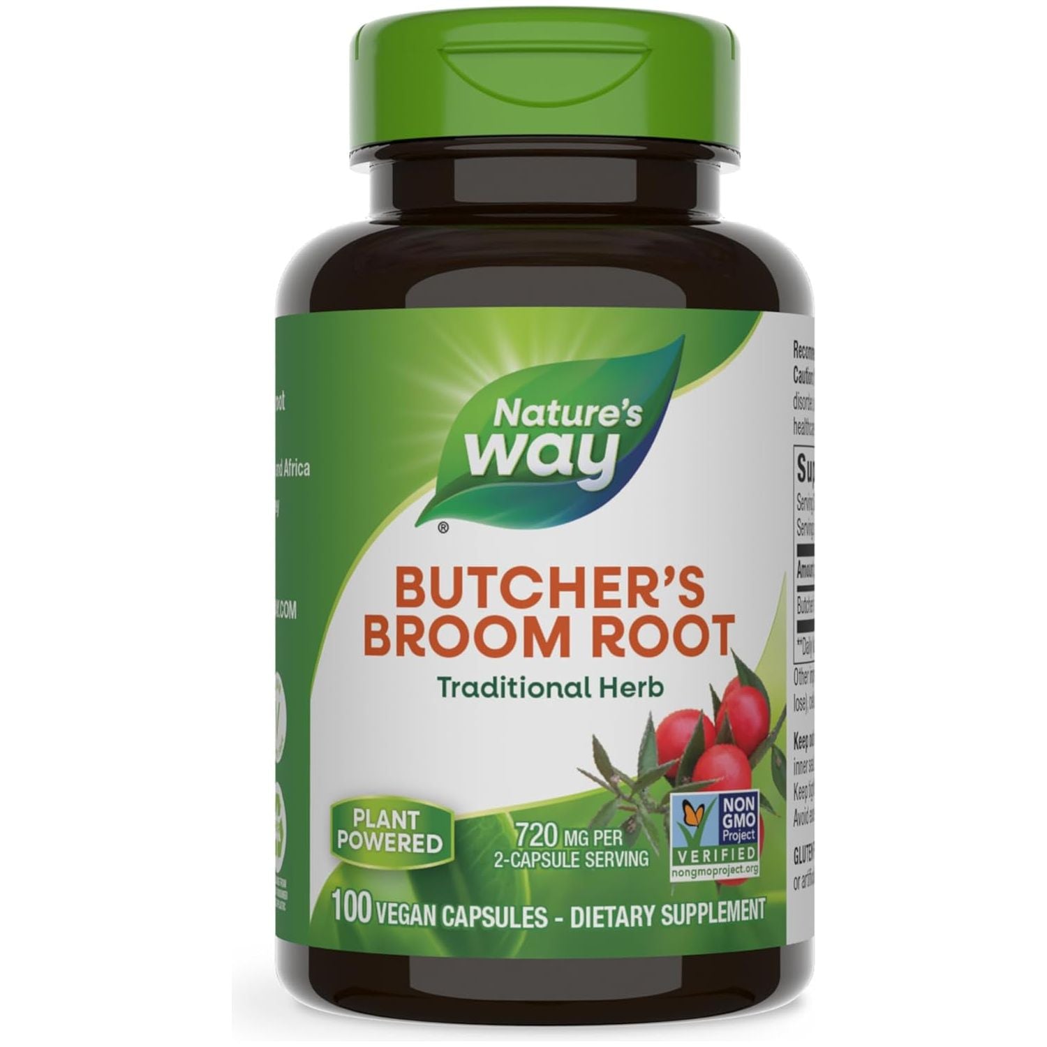 Nature'S Way Butcher’S Broom, Traditional Herb, 720 Mg 100 Vegan Capsules