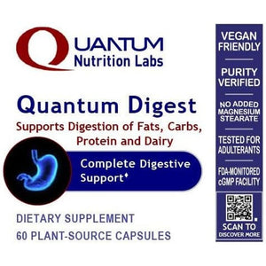 Quantum Nutrition Labs Quantum Digest - Digestion Support for Gut Health, Fully Active Vegan Enzyme Pills - 60 Vegetarian Capsules