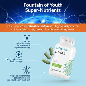 SANE MD Vitaae - Throat Phlegm, Coughing, and Brain Support - Citicoline Supplements for Respiratory, Throat, and Brain Health