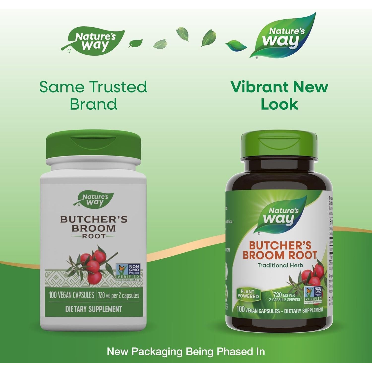 Nature'S Way Butcher’S Broom, Traditional Herb, 720 Mg 100 Vegan Capsules