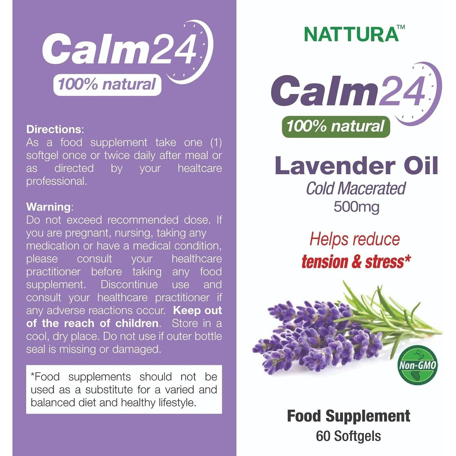Nattura Calm Aid Lavender Oil Pills - 500Mg - 60 Softgels