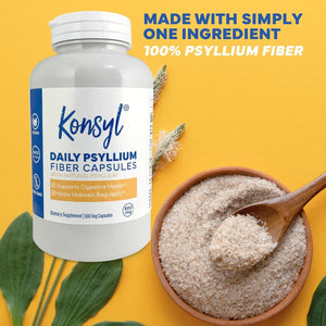Konsyl Daily Psyllium Fiber Capsules Contains - Supports Digestive Health+ 500 Count/1500Mg