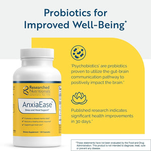 Researched Nutritionals Anxiaease - Stress, Cortisol Management & Mood Support Supplement (120 Capsules)
